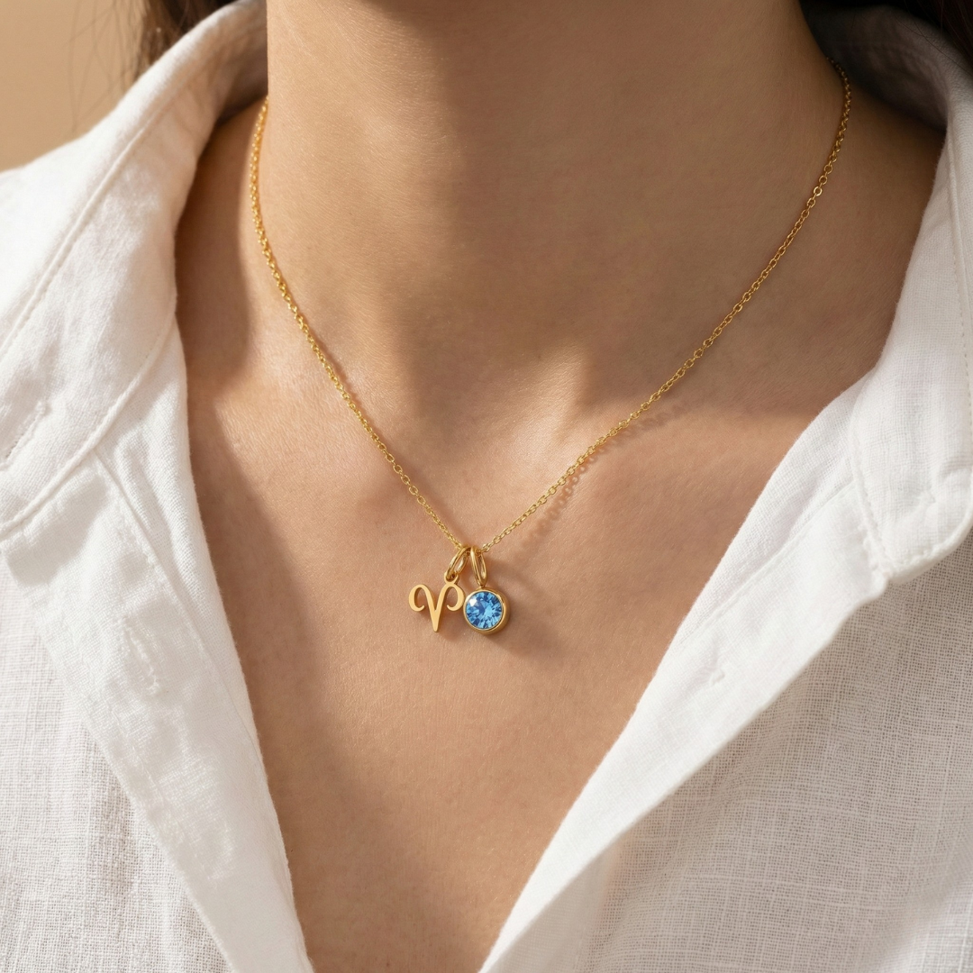 Astra - Necklace with Birthstone & Zodiac Sign
