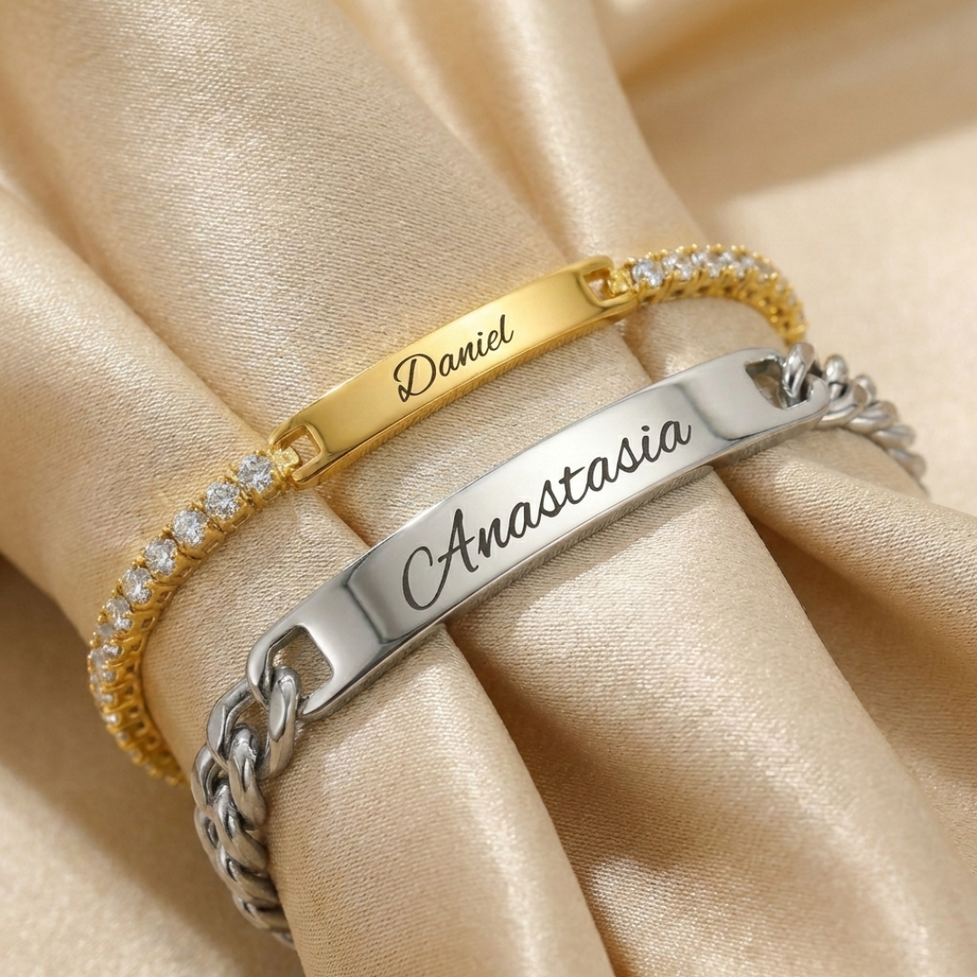 Tennis partner bracelet with engraving