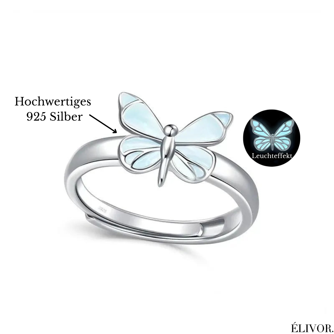Luminous butterfly ring with 925 silver