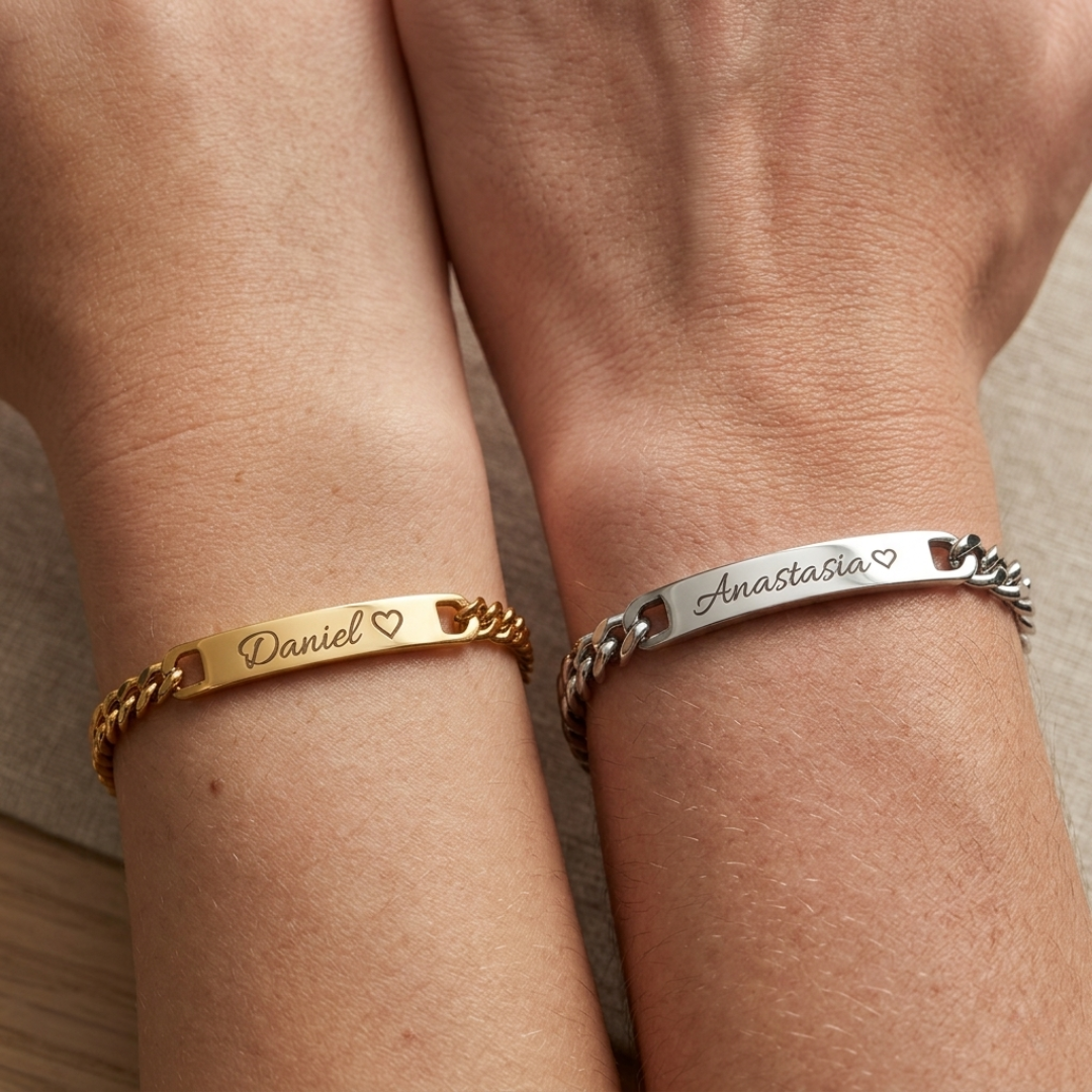 Engraved couple bracelets