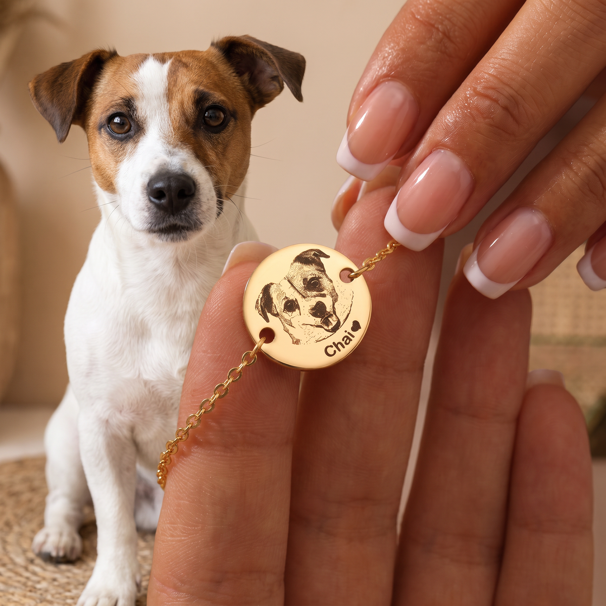 Personalized pet bracelet with photo engraving