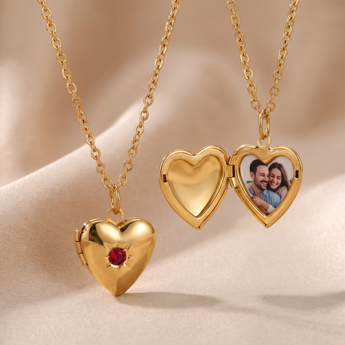 Personalized photo locket with birthstone