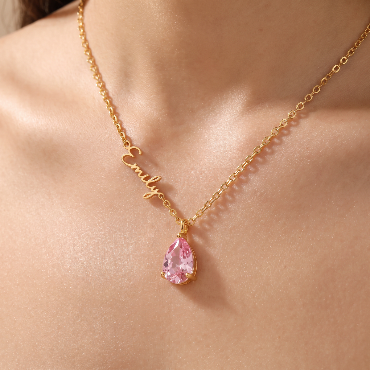 Personalized birthstone necklace in 2 colors