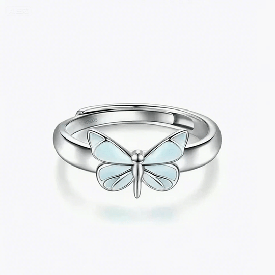 Luminous butterfly ring with 925 silver