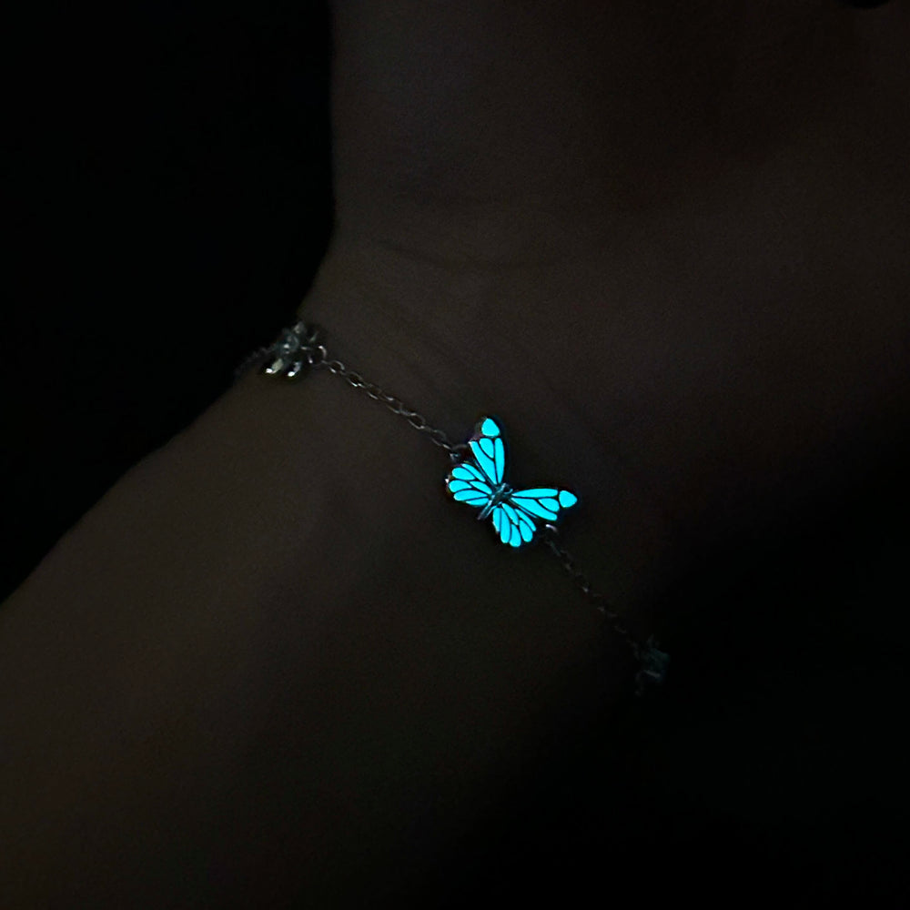 Glowing butterfly bracelet 925 silver