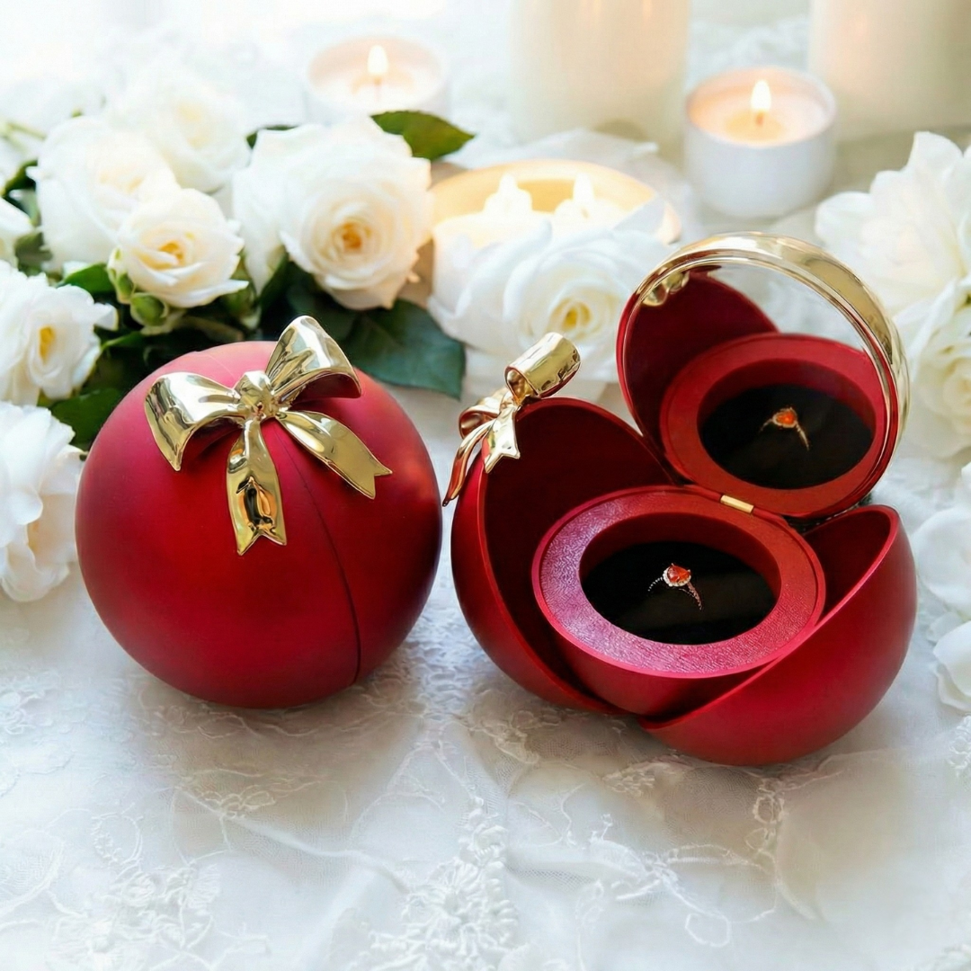 Spherical jewelry box with bow