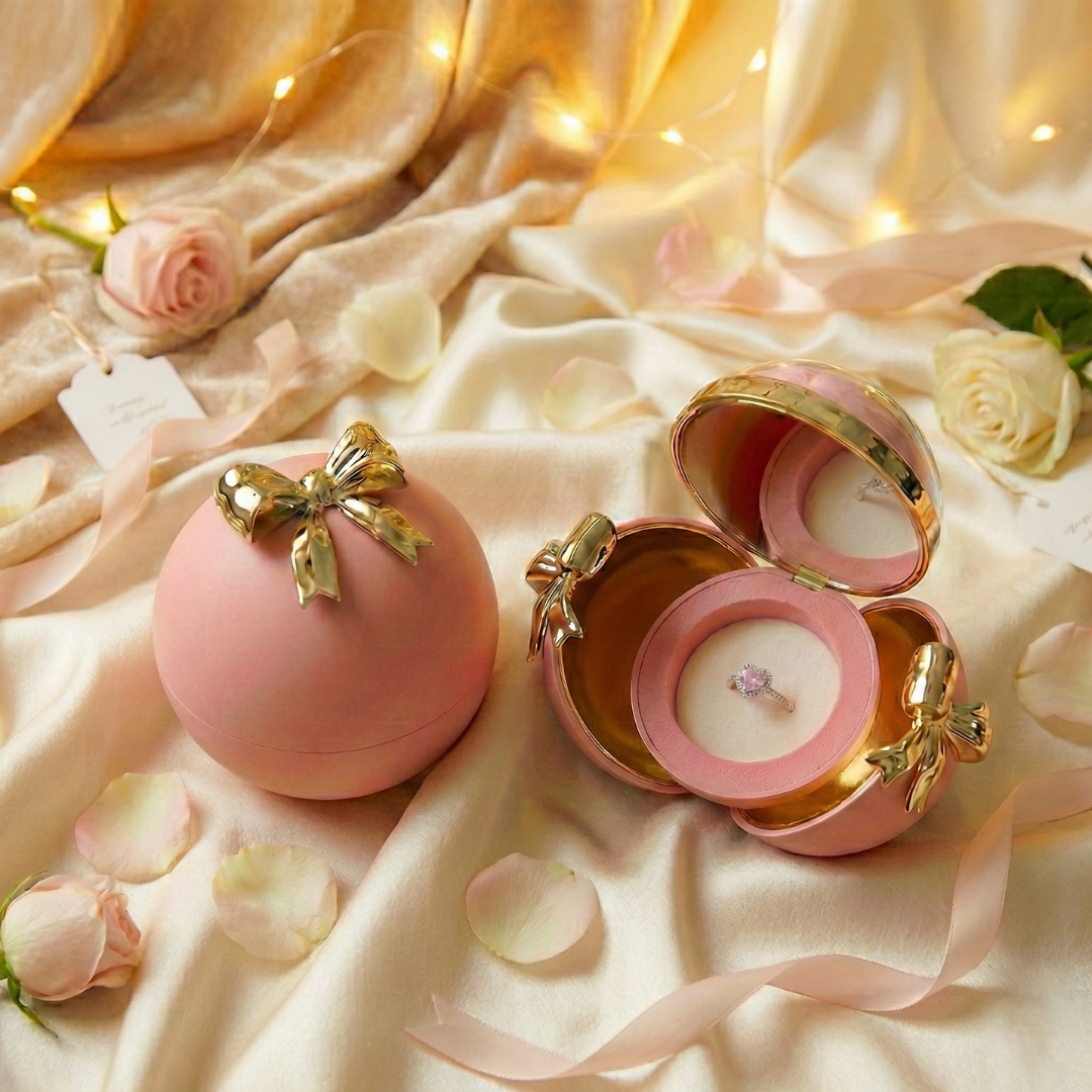 Spherical jewelry box with bow