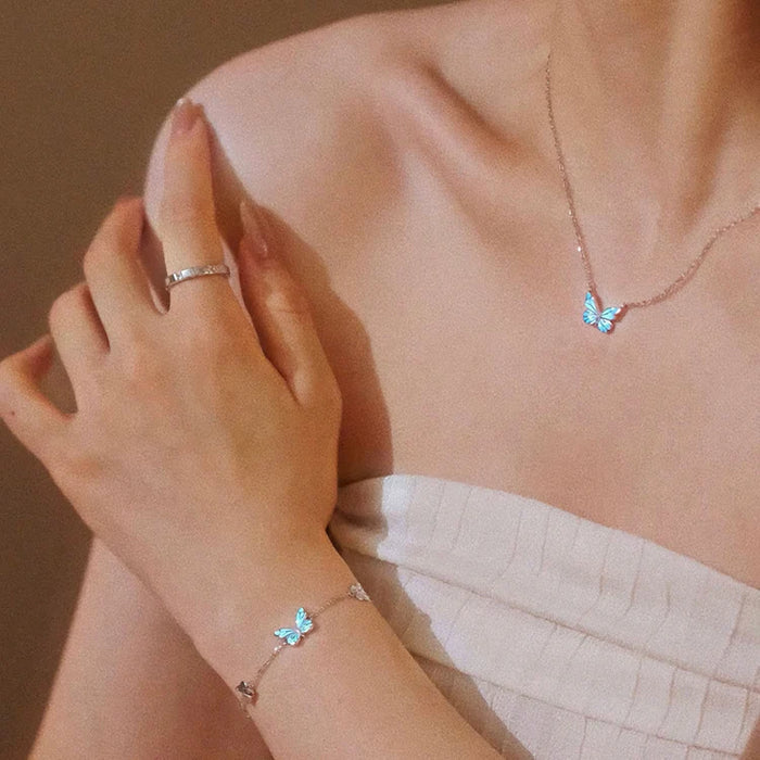Glowing butterfly bracelet 925 silver