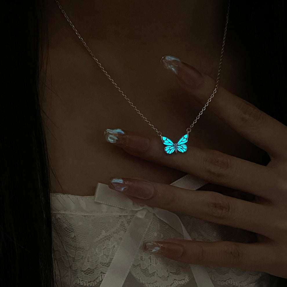 Glowing Butterfly Necklace 925 Silver