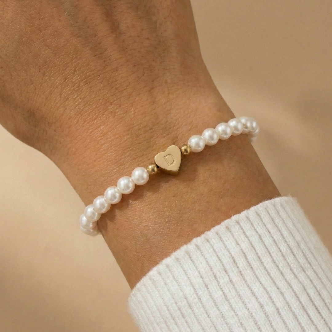 Perla - Pearl bracelet with initial