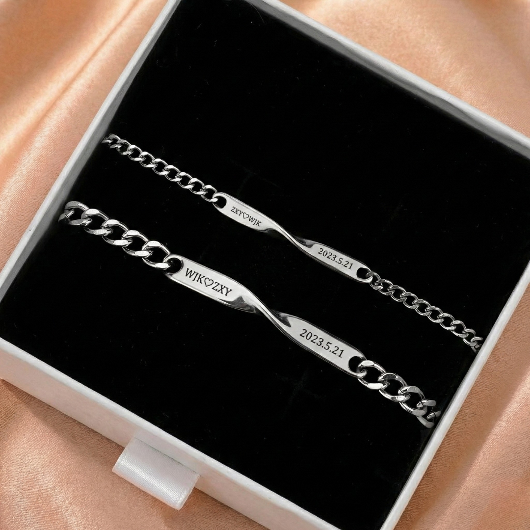 Infinity Duo - Engraved Partner Bracelets