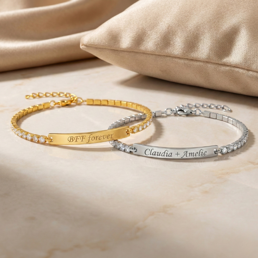 Twin - Engraved tennis bracelets
