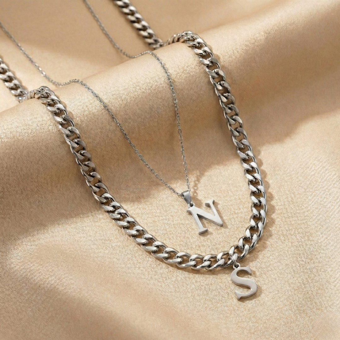 Initial Necklace Set - Forever Love