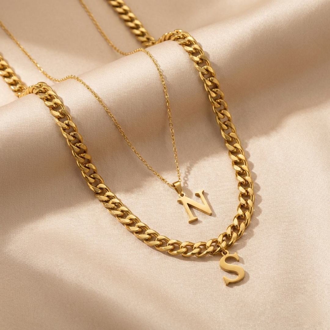 Initial Necklace Set - Forever Love