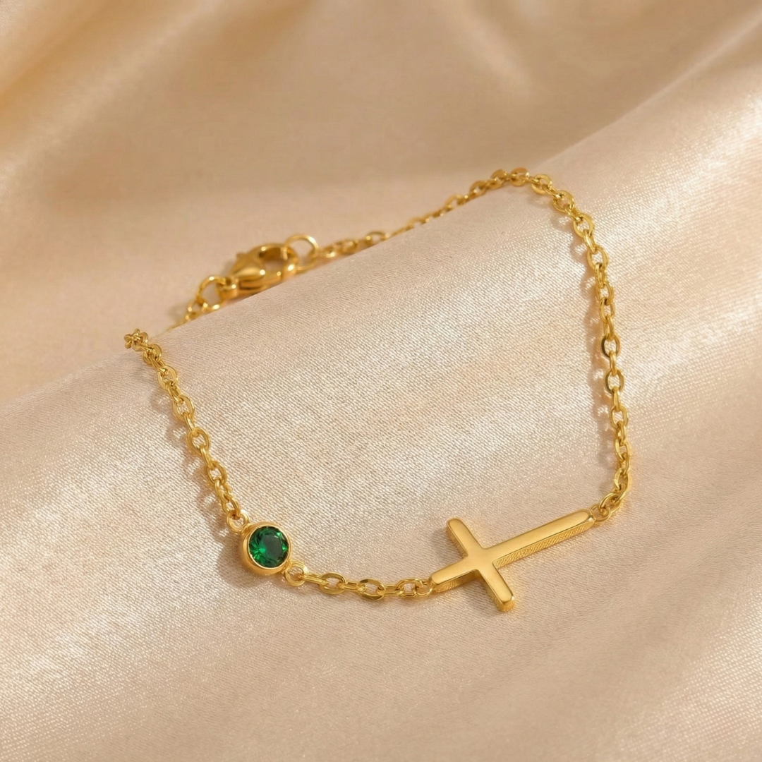 Crossira - Bracelet with Cross & Birthstone
