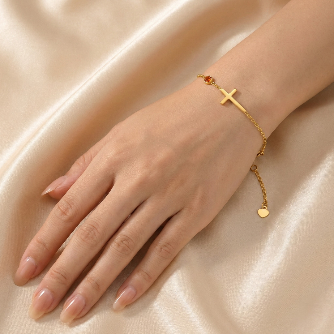 Crossira - Bracelet with Cross & Birthstone