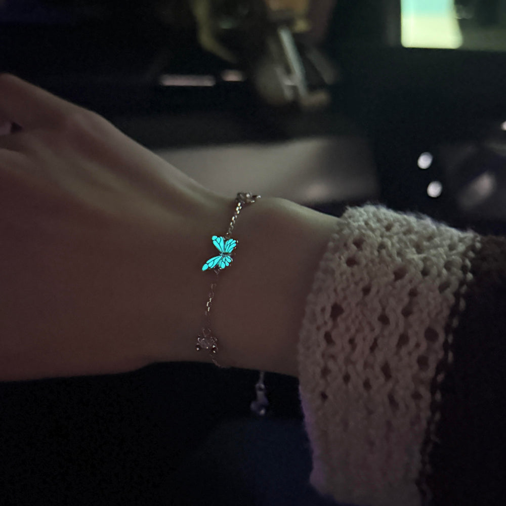 Glowing butterfly bracelet 925 silver