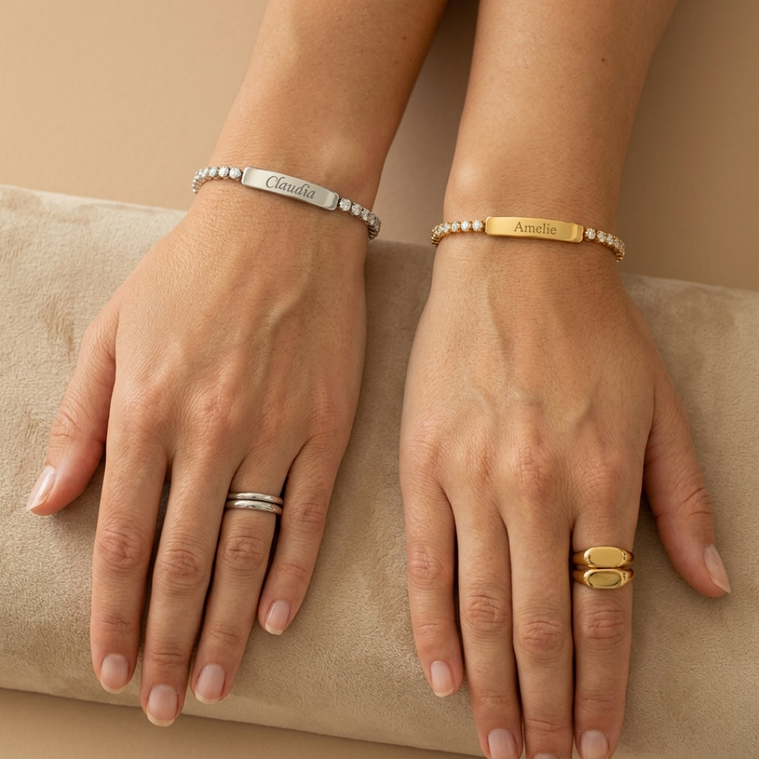 Twin - Engraved tennis bracelets