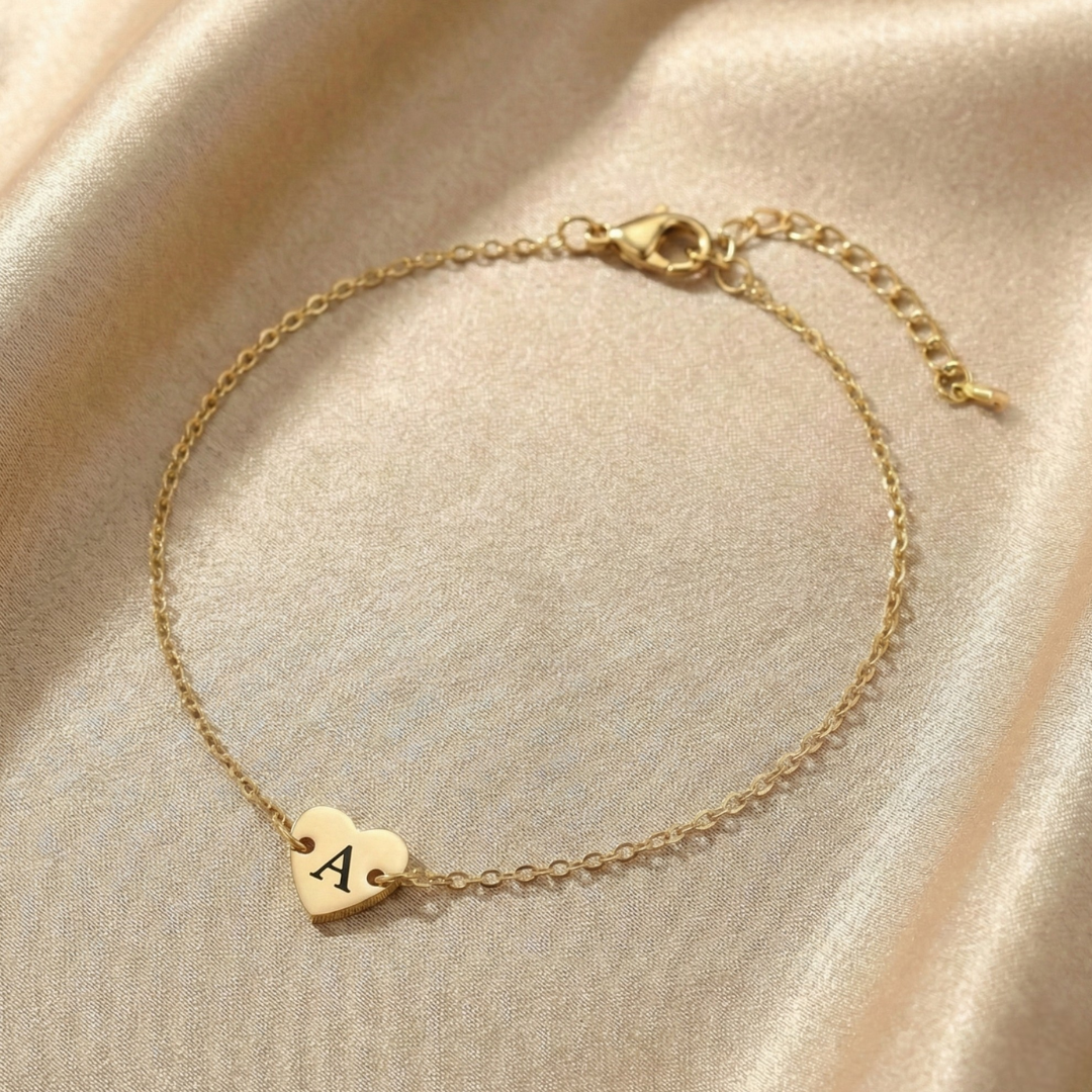 Amora - Heart Bracelet with Initial Engraving
