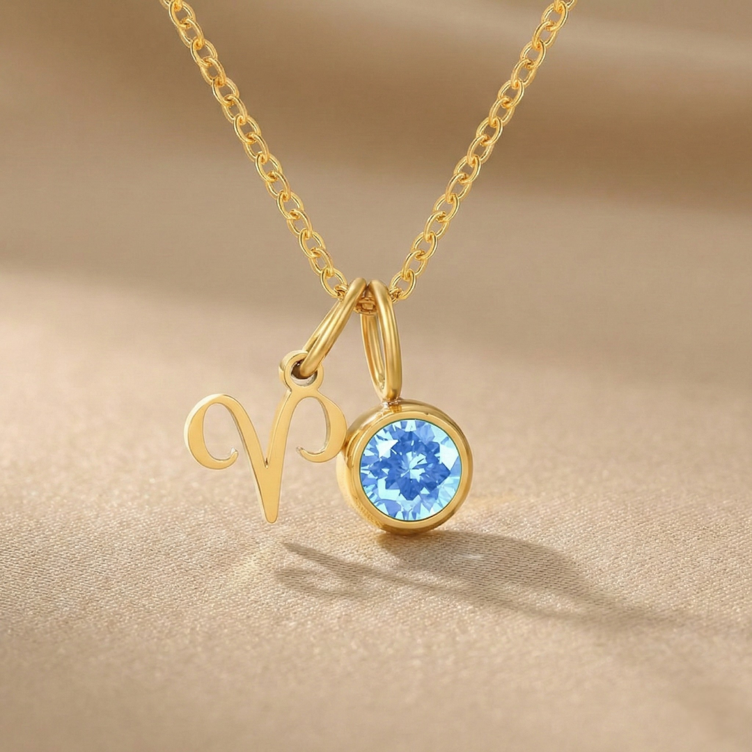 Astra - Necklace with Birthstone & Zodiac Sign