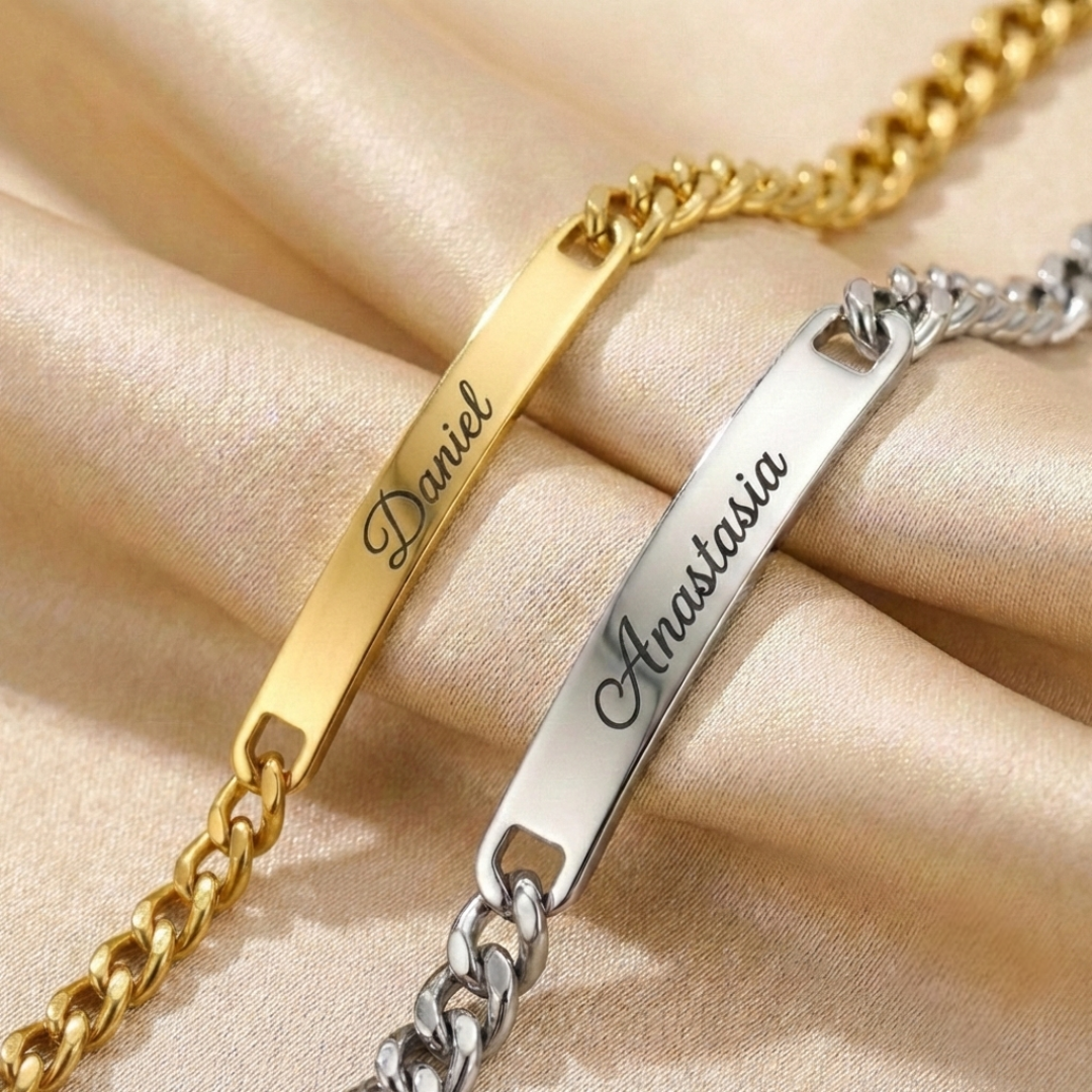 Engraved couple bracelets