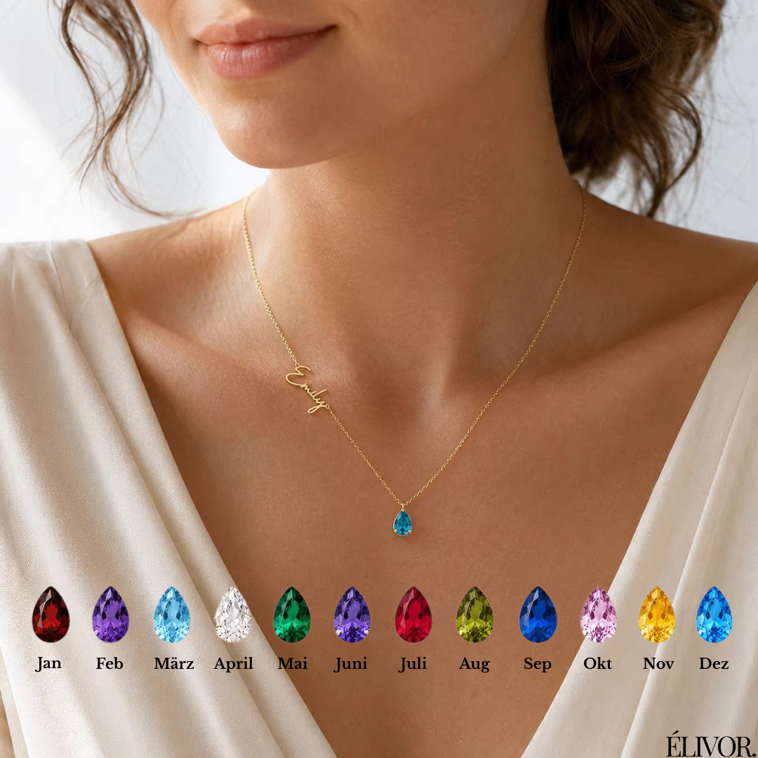 Personalized birthstone necklace in 2 colors