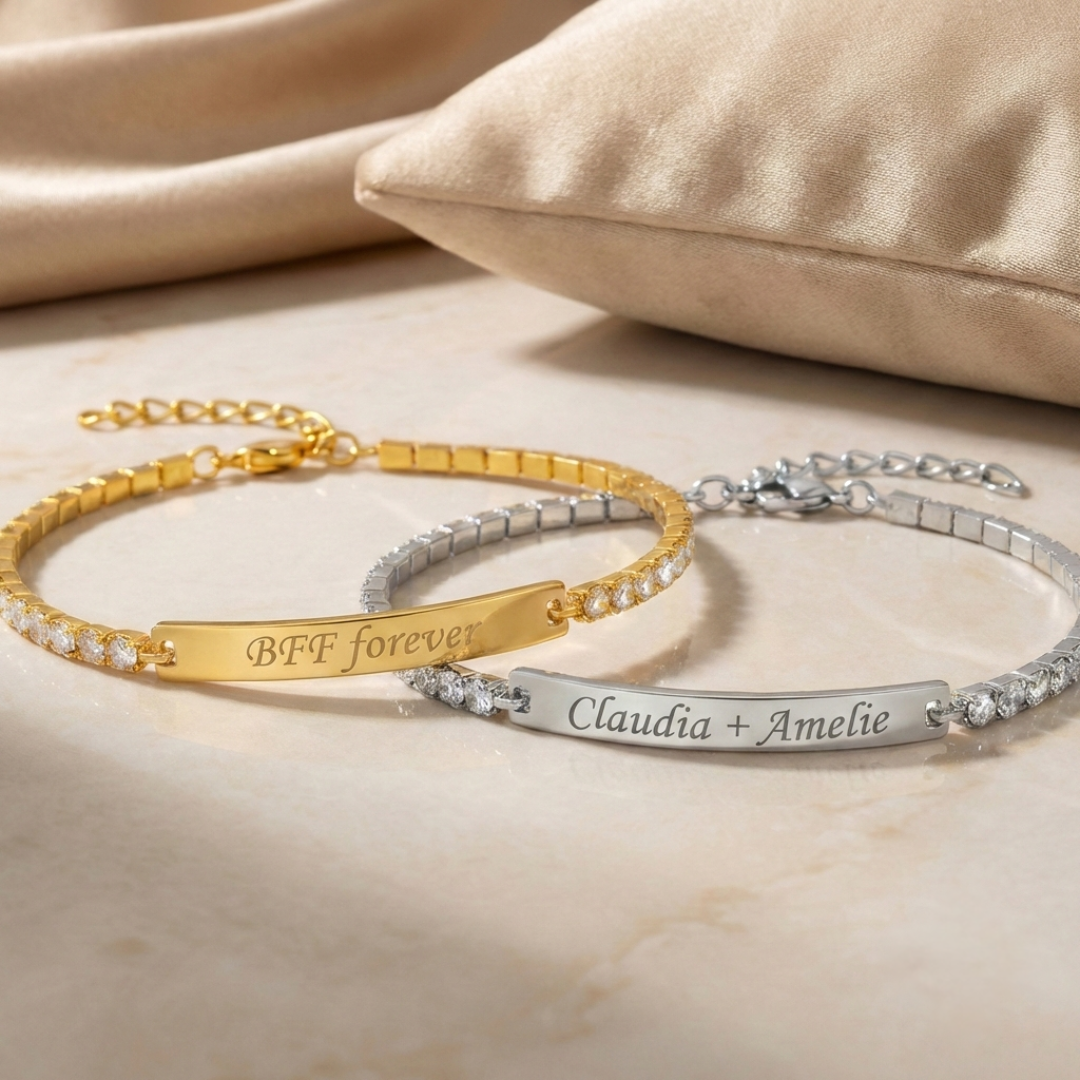 Twin - Engraved tennis bracelets