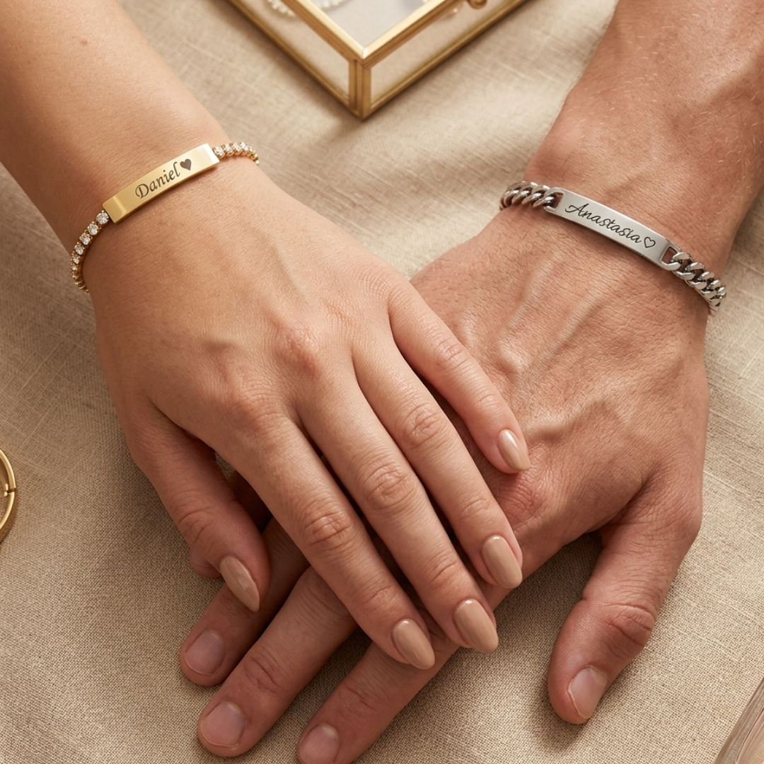 Tennis partner bracelet with engraving