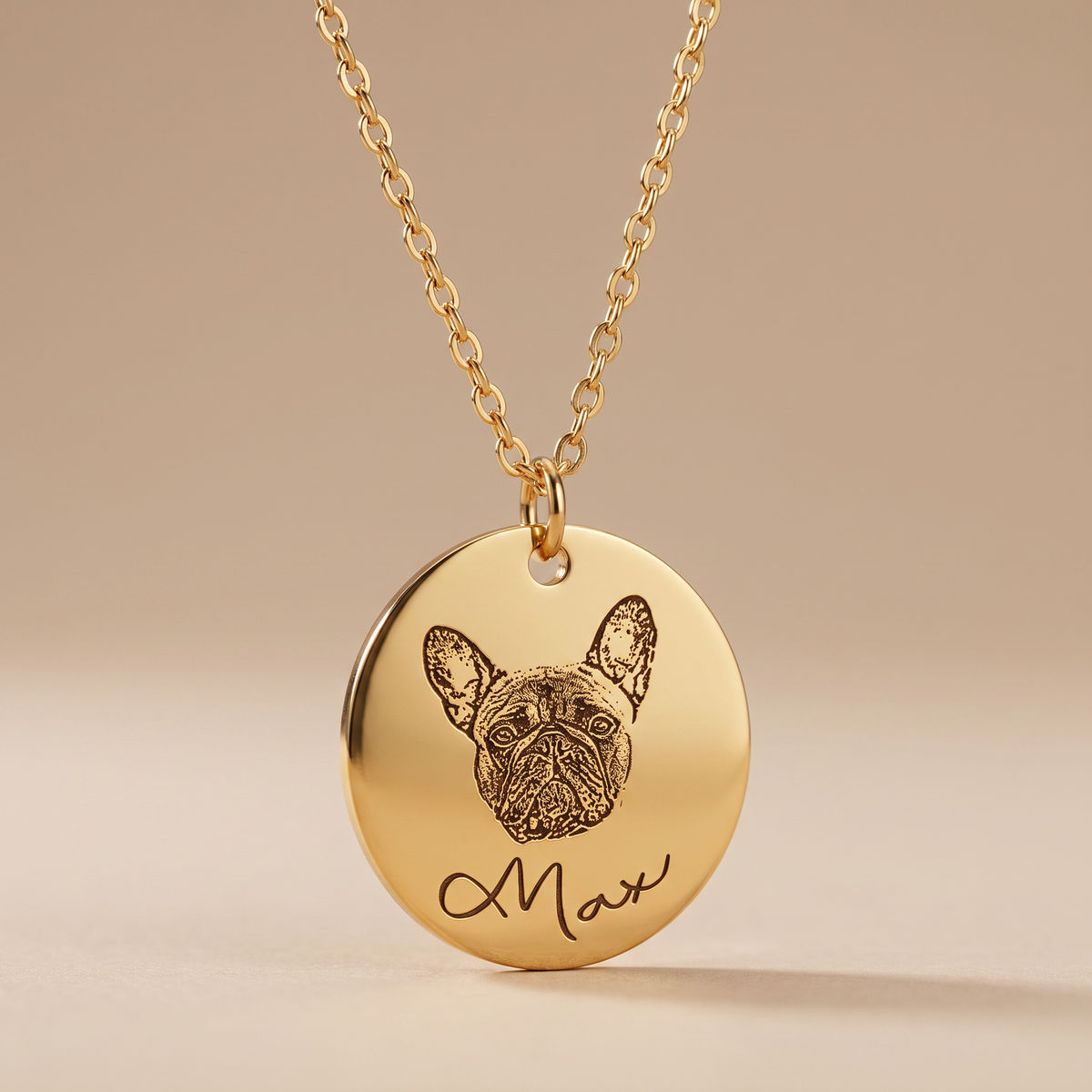 Personalized pet necklace with photo engraving