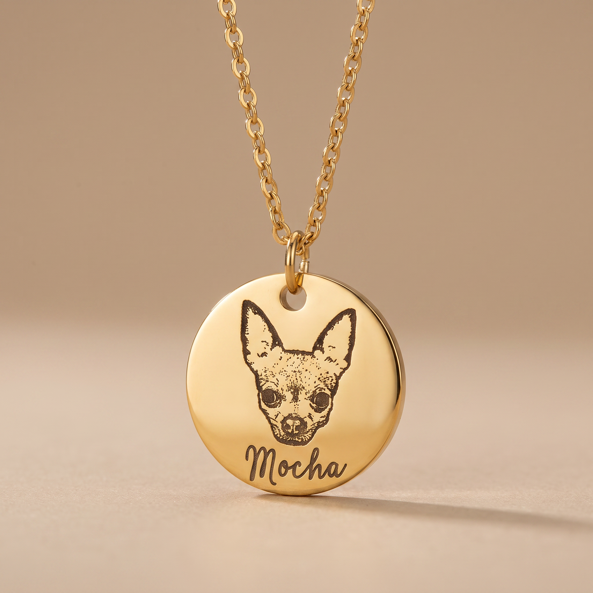 Personalized pet necklace with photo engraving