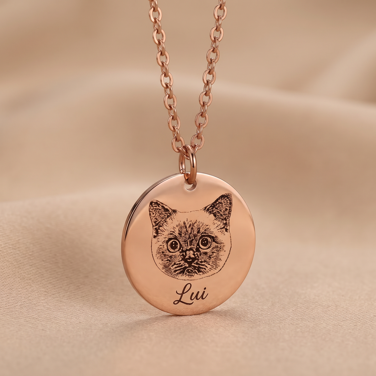 Personalized pet necklace with photo engraving