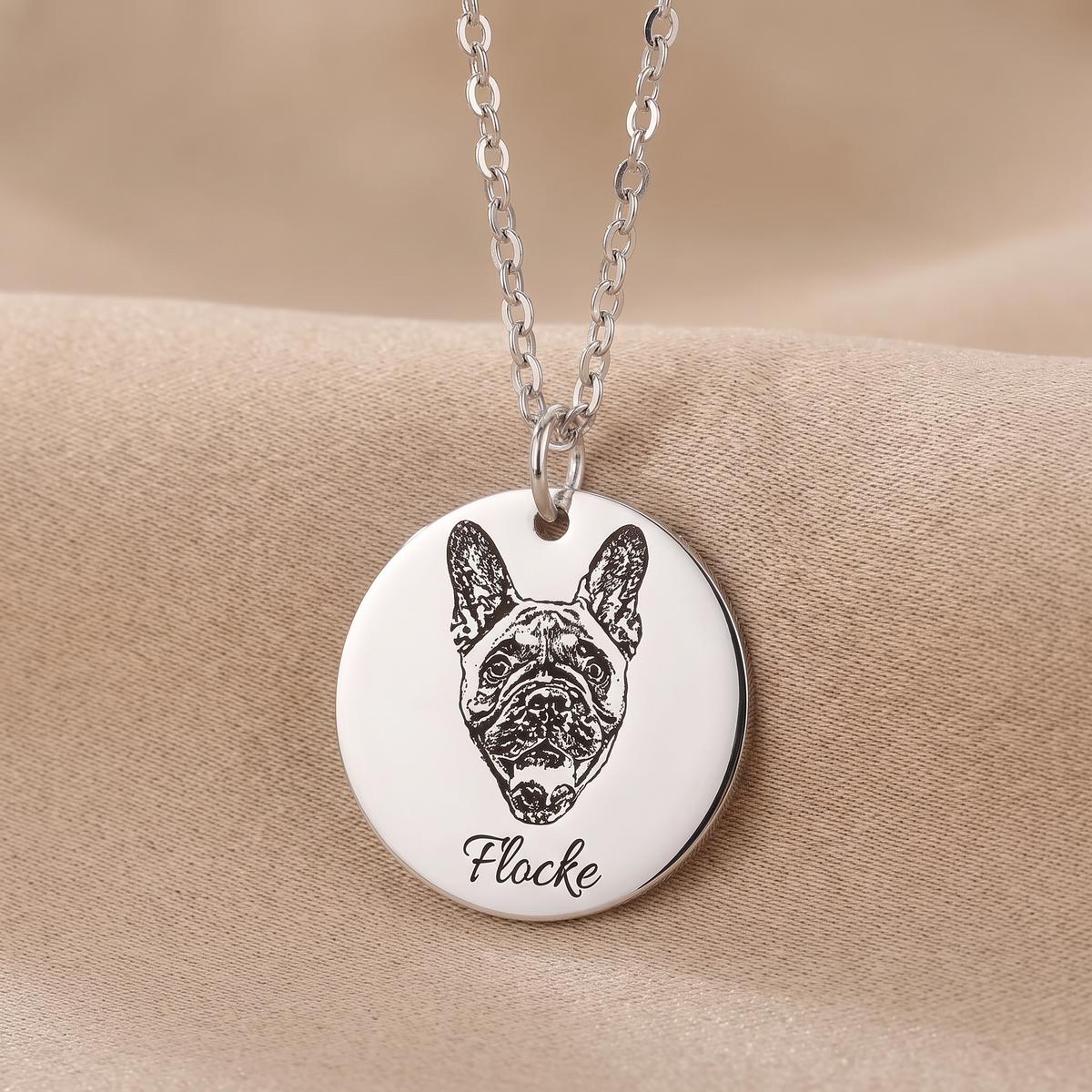 Personalized pet necklace with photo engraving