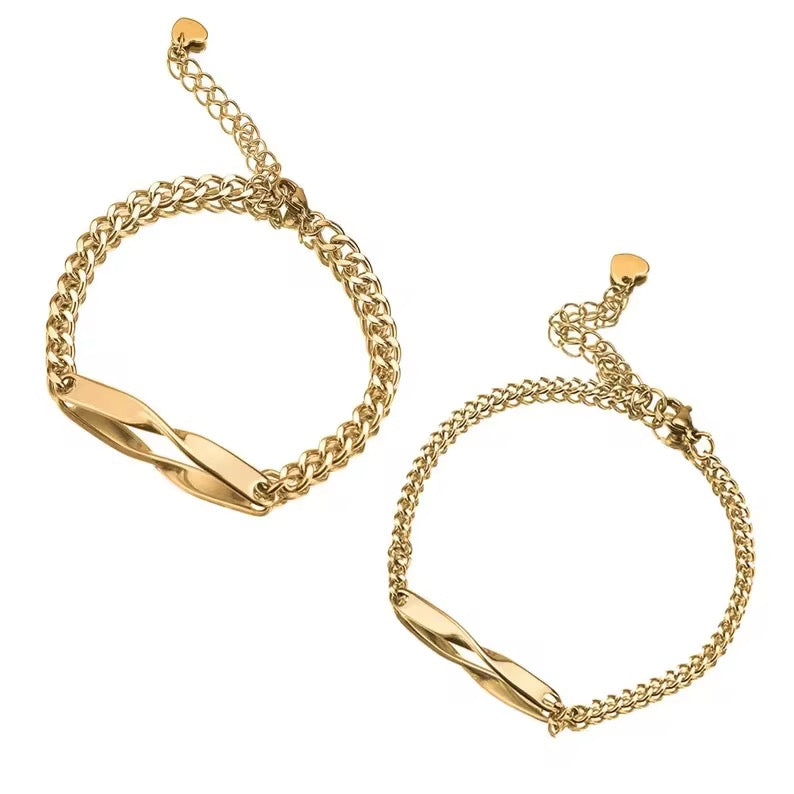 Infinity Duo - Engraved Partner Bracelets