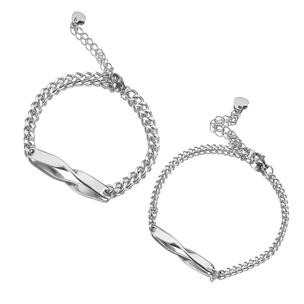 Infinity Duo - Engraved Partner Bracelets