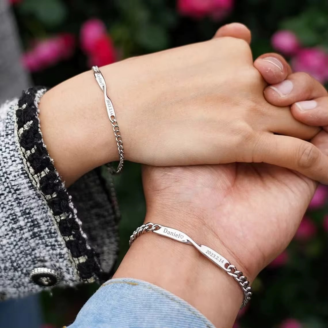 Infinity Duo - Engraved Partner Bracelets