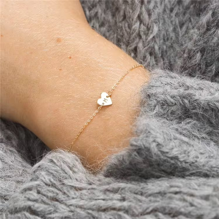 Amora - Heart Bracelet with Initial Engraving