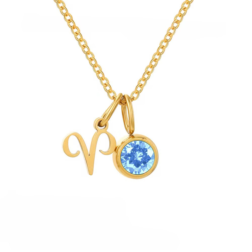 Astra - Necklace with Birthstone & Zodiac Sign