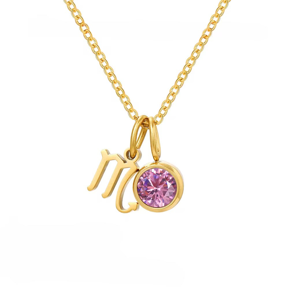 Astra - Necklace with Birthstone & Zodiac Sign