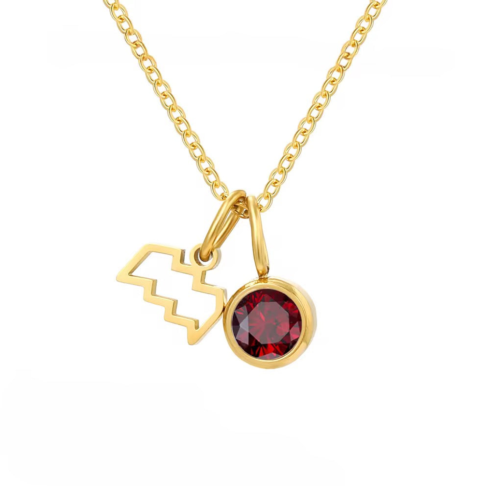 Astra - Necklace with Birthstone & Zodiac Sign