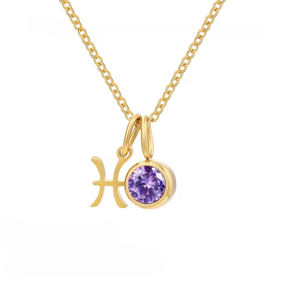 Astra - Necklace with Birthstone & Zodiac Sign