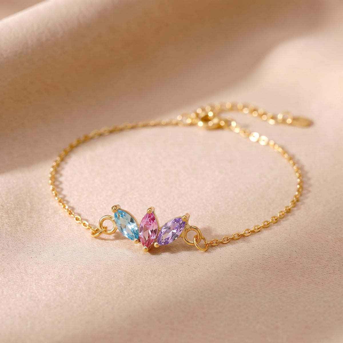 Bracelet with 3 birthstones - Birthlia