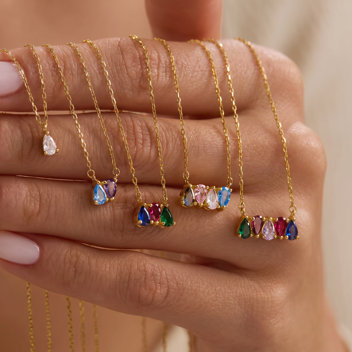 Multi-birthstone necklace - Birthela