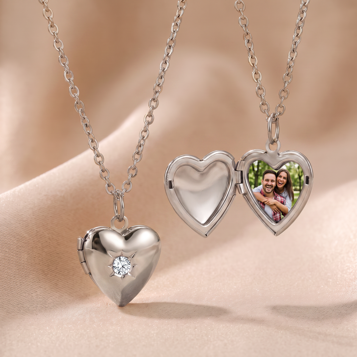 Personalized photo locket with birthstone