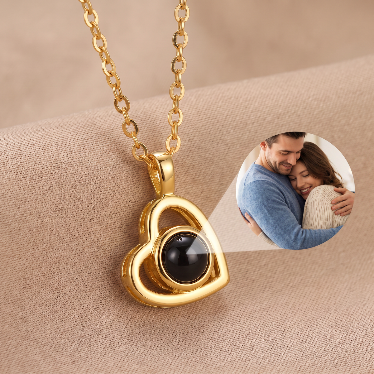 Custom photo necklace - heart
