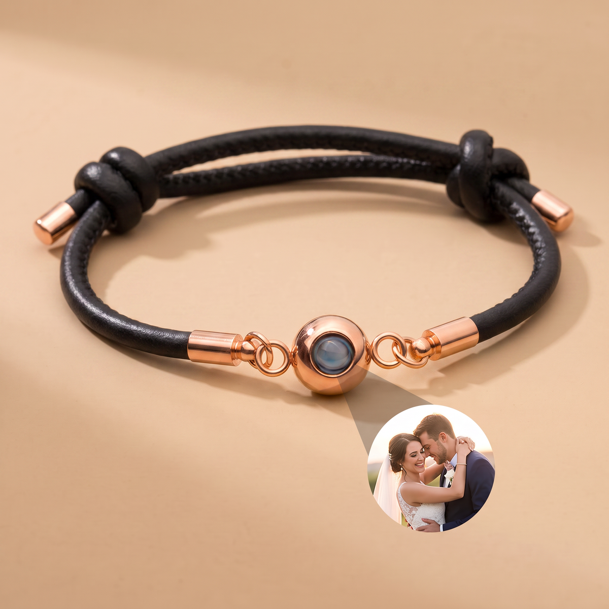 Bracelet with custom photo leather version