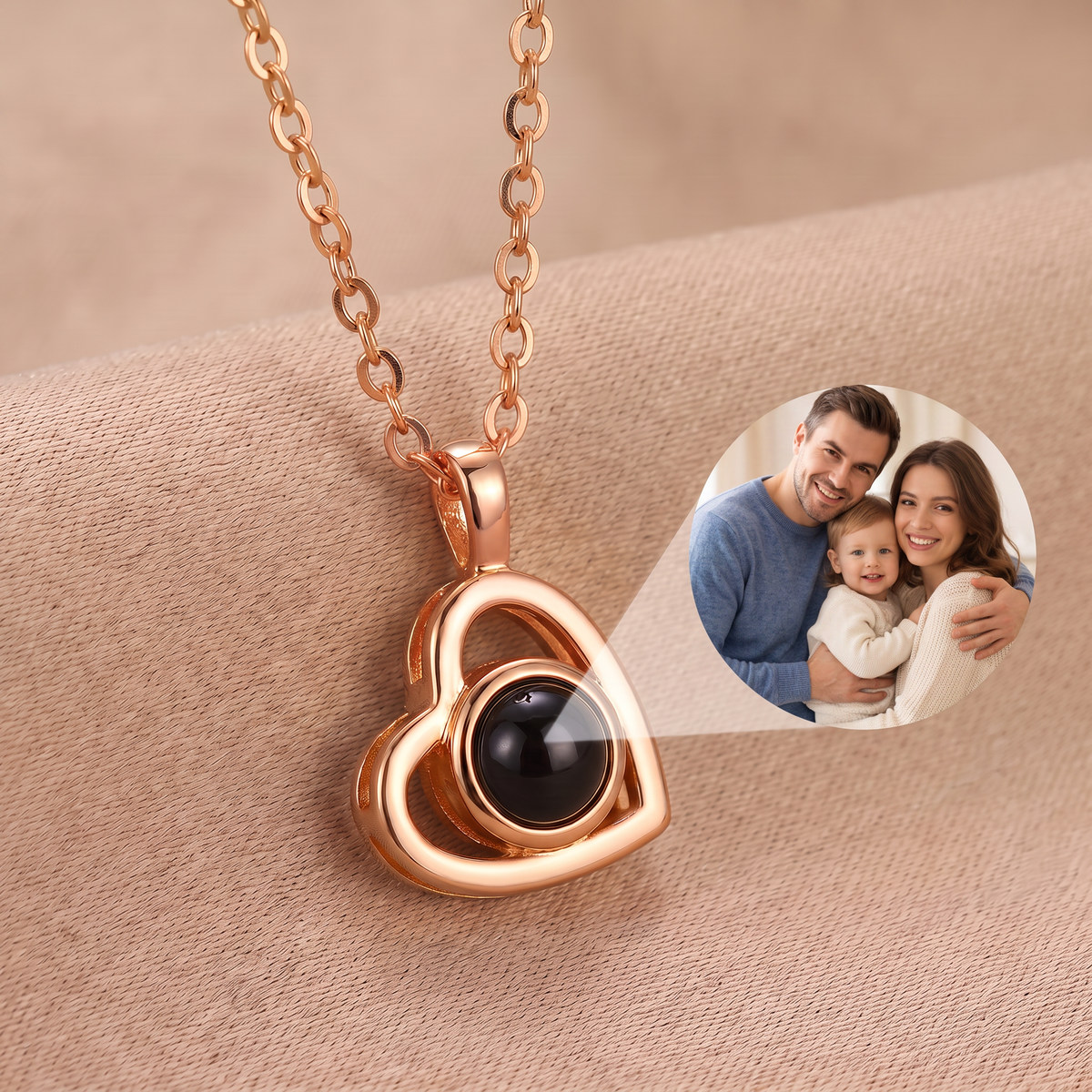 Custom photo necklace - heart