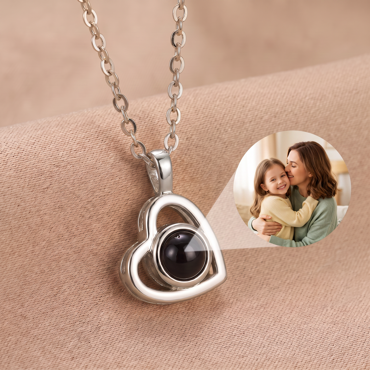 Custom photo necklace - heart
