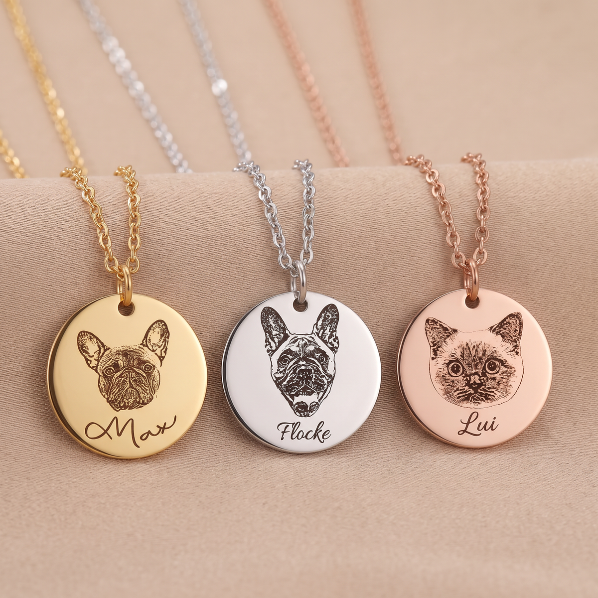 Personalized pet necklace with photo engraving