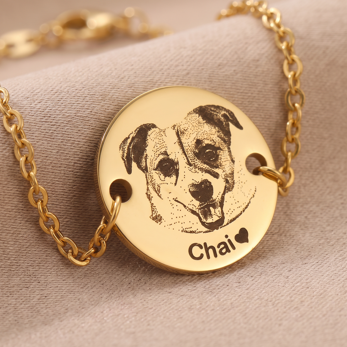 Personalized pet bracelet with photo engraving