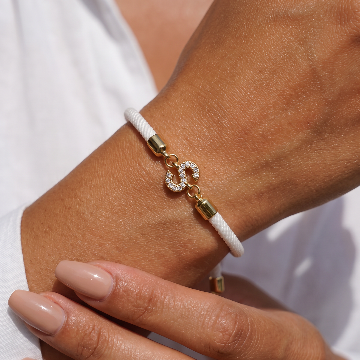 Fabric bracelet with initial